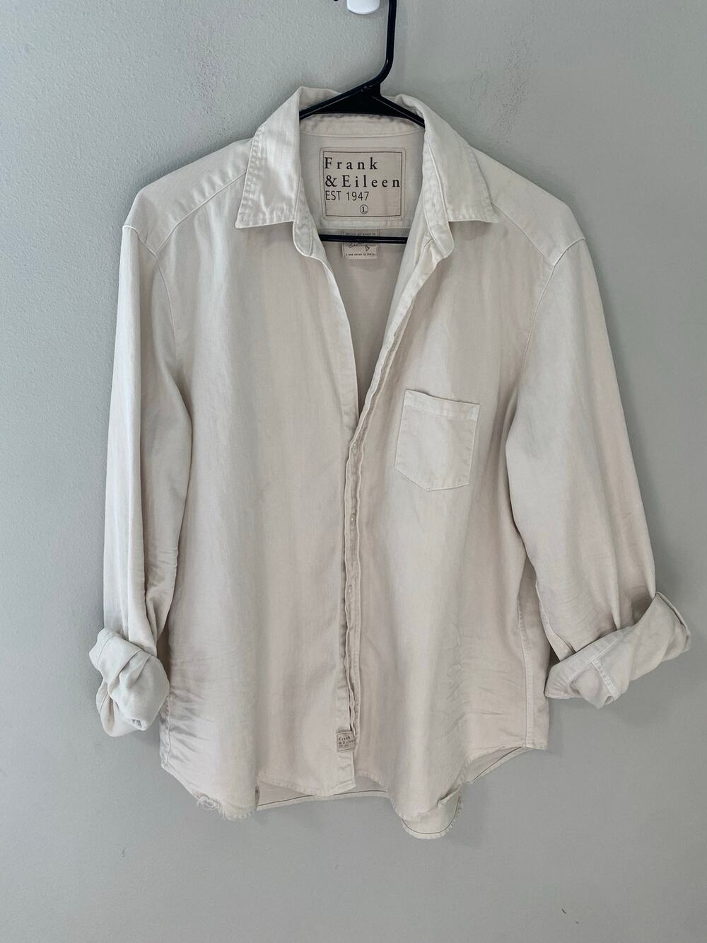 Frank & Eileen Eileen White Cotton Button Down Shirt Size Large